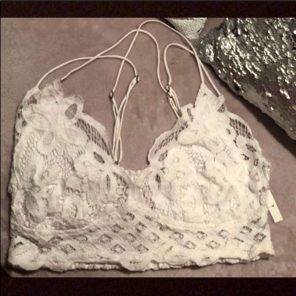 Free People Adella Longline Bralette, White - Picture 7 of 8